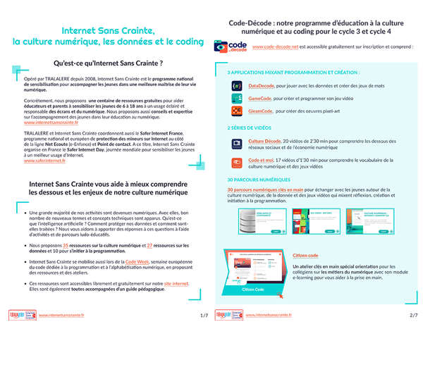 Fiche : culture numérique, données et coding