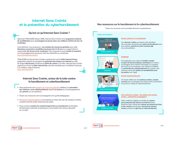 Fiche : prévention du cyberharcèlement